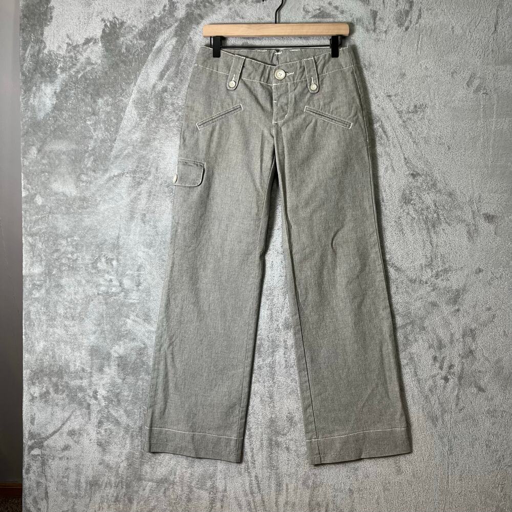 James Perse Y2K Gray Low Rise Utility Wide‎ Leg Pants 25 Indie Sleaze Baddie